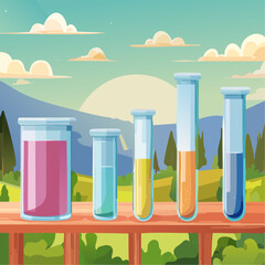 Test tubes with samples in the natural environment
