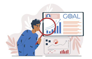 Business goal analysis concept design. Vector illustration