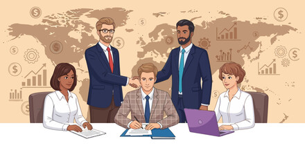 Global Business Partnership Teamwork, Collaboration, and Agreement Across Borders