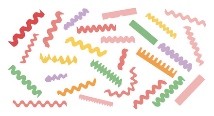 Colorful Whimsical Abstract Fun and Playful Zigzag Patterns, a delightful scattering of festive, zig-zag confetti for a joyful background.