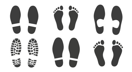 Diverse Footprints Shoe and Barefoot Tracks in Vector Style for Creative Design