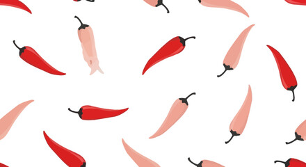 Chili Pepper Vector Pattern for Spicy Food Lovers and Culinary Design. A vibrant seamless background for your hot sauce or recipe projects.