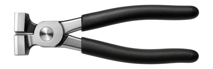 End cutting pliers with a straight, flat head for carpentry work.