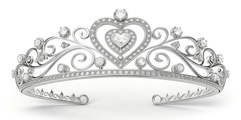 Close up of a beautiful silver tiara with many shiny diamonds