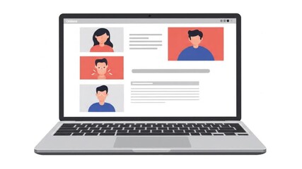 Online Meeting on Laptop with Team Members Video Call - Powered by Adobe