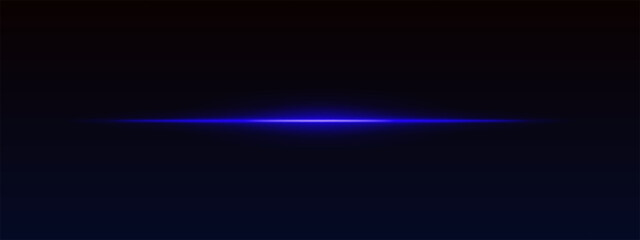 Blue horizontal light beam on dark gradient background. Sharp glowing line with soft edges creates sci-fi effect.