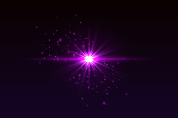 Bright purple flash with scattered glow particles. Star-shaped burst with soft shimmer creates magical light effect.