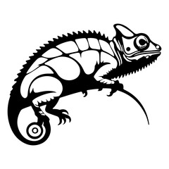 Stylized Chameleon Lizard on Branch Vector Art