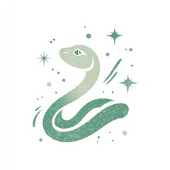 Fototapeta premium Serpentine design with celestial accents
