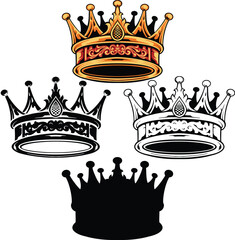 The "Vector Design Elements of a King's Crown" is a collection of elegant vector-style graphics featuring royal crown motifs with intricate details and classic ornaments. Each element is carefully des