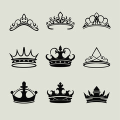 The "Vector Design Elements of a King's Crown" is a collection of elegant vector-style graphics featuring royal crown motifs with intricate details and classic ornaments. Each element is carefully des