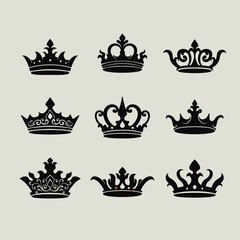 The "Vector Design Elements of a King's Crown" is a collection of elegant vector-style graphics featuring royal crown motifs with intricate details and classic ornaments. Each element is carefully des