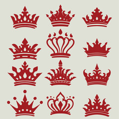 The "Vector Design Elements of a King's Crown" is a collection of elegant vector-style graphics featuring royal crown motifs with intricate details and classic ornaments. Each element is carefully des