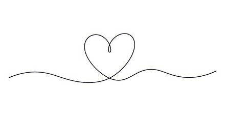 A simple black line drawing of a heart with a wavy line underneath, isolated on a white background