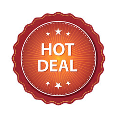 Fototapeta premium Hot Deal Discount Tag PNG – Red Orange Gradient Circle Label with Stitched Border