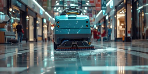 electric machine for mechanized floor cleaning, professional cleaning equipment, high-speed polishing machine, large shopping center, store