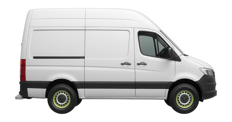 High-roof cargo van with dual sliding doors and rear step bumper
