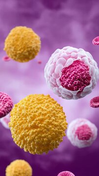 Immune system cells attacking pathogens, a microscopic battle