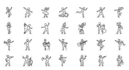 Fototapeta premium A collection of line art drawings depicting various people in different poses and activities