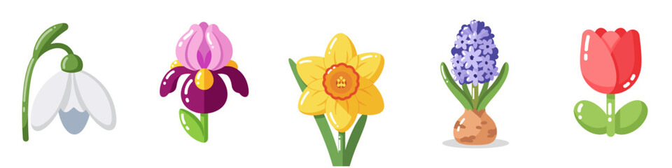 Spring Blossom – Cute Vector Icons in Jelly Candy Style (Set03)
