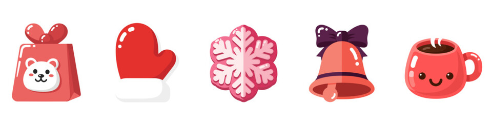 Winter Holidays – Cute Vector Icons in Jelly Candy Style (Set04)