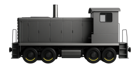 Robust diesel switcher with steel side panels and a single exhaust stack