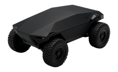 Stealth reconnaissance vehicle with matte black finish and integrated radar-absorbent materials