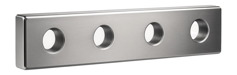 Railway fishplate with drilled holes and chamfered edges