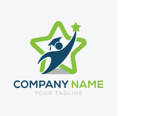 People star logo. Business team group reaching goal together logo vector design