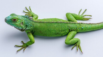 Obraz premium Close-up of a vibrant green lizard