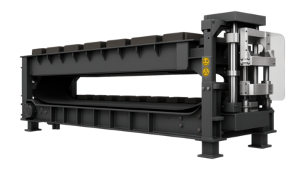 Continuous sand molding line with a conveyor belt and synchronized pattern change for a high-throughput casting operation.