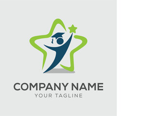 People star logo. Business team group reaching goal together logo vector design	
