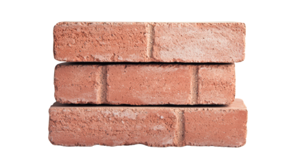 Three red clay bricks stacked horizontally with visible texture and slight wear.