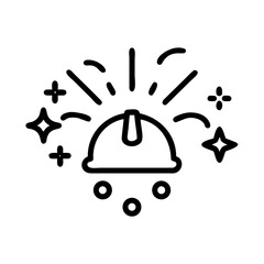 Festive fireworks behind a helmet icon for Labor Day celebration concept