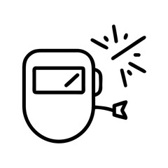 Welding mask with sparks icon for metalworking and industrial safety concept