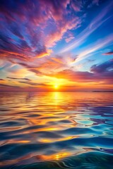 Obraz premium Tranquil Ocean Sunset with Pastel Colors and Serene Ripples – Digital Art