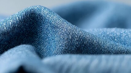 A close-up of blue denim fabric, showcasing texture and weave ideal for fashion concepts or textile discussions includes warp and weft