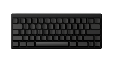 A sleek, black mechanical keyboard with compact layout and high-profile keycaps designed for minimalist and efficient typing.