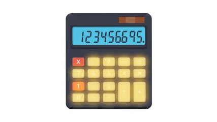 Animated Calculator Displaying Numbers on Screen in Animation - Powered by Adobe
