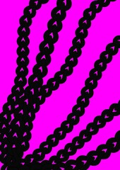 Black chains on vibrant pink background in abstract design  
