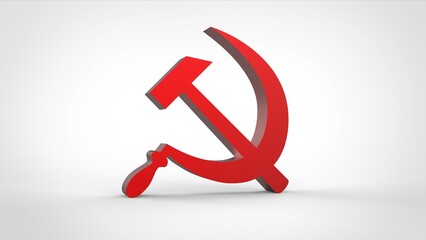 Soviet Union sickle and hammer symbol. 3d Stock İmage.	