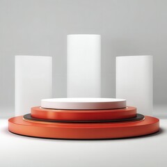 Ultra quality image of 3d podium white background for product branding presentation. 3d rendering illustration.