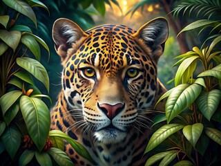 Jaguar Peers Through Lush