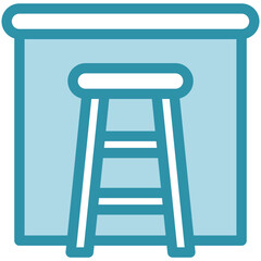 Stool dual tone blue color icon, mini illustration for relaxation, party, pubs and bars UI, UX kit, app and web development, digital or print.