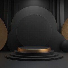 Ultra quality image of abstract products background with black podium concept for branding presentation branding. 3d rendering illustration.