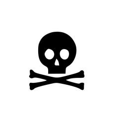 Skull and crossbones symbol, black color, representing danger and caution, copy space