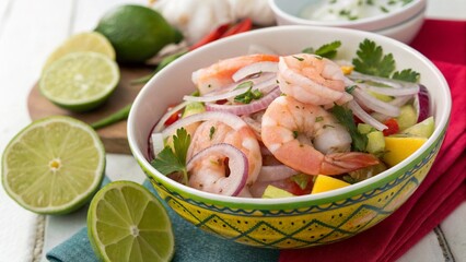 ceviche with shrimp, lime and onion