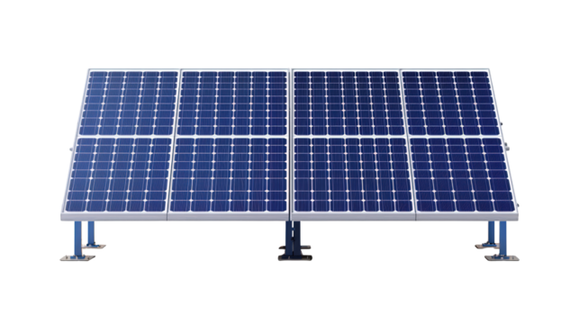 A dual solar panel array mounted on a metal frame designed to capture sunlight and convert it into electrical energy.