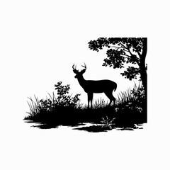 Mountain Simple Icon Silhouette Vintage Retro Graphic, Mountain Deer Artwork, Mountain Vector Graphic Illustration Art