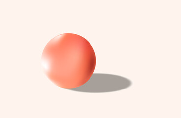 Pink orange  bubble isolated on light transparent background. Bead, pearl or crystal ball.
Glycerin, glutathione or collagen oil drop. Cherry or strawberry bubblegum. Vector realistic illustration.
